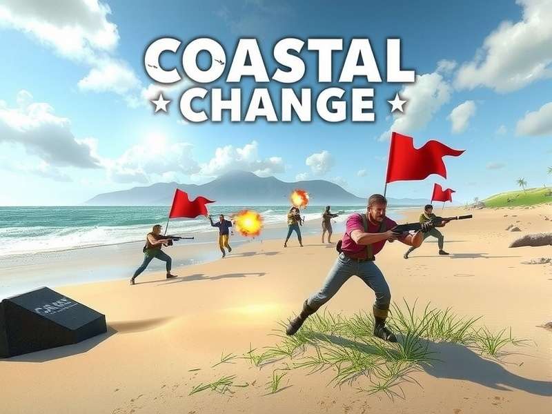 Coastal Charge gameplay showing team battle on beach